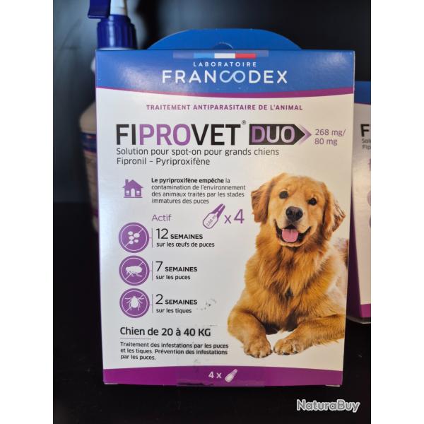 FRANCODEX FIPROVET DUO PIPETTES 20 kg 40 kg