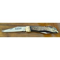 COUTEAU REGIONAL ANCIEN " LE PIONNIER " 3 PIECES TIRE BOUCHON TBE 1970/80 THIERS DOURIS CHASTEL