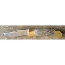 COUTEAU CHASSE  RARE " F.M. SOLINGEN GERMANY " &agrave; POMPE 1970 SORTI DE COLLECTION
