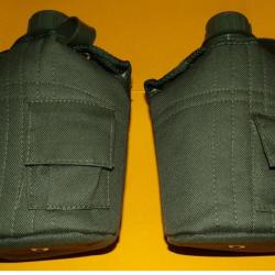 LOT DE 2 GOURDES MILITAIRES EN PLASTIQUE ET SON&nbsp;ETUI KAKI DE TYPE U.S , LES GOURDES SONT NEUVES FABR