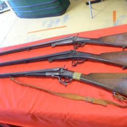 Lot de trois fusils &agrave; chien cat&eacute;gorie D (sans prix de r&eacute;serve)