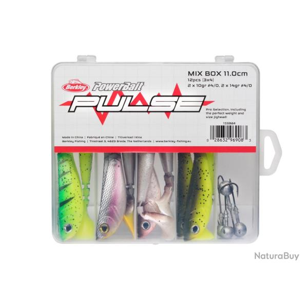 Kit Leurre Souple Pulse Shad Mixbox avec T�tes Plomb�es 11cm