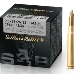 CARTOUCHES SELLIER BELLOT 7,5X55 SWISS FMJ X50