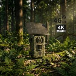 Cam&eacute;ra de Chasse 4G Solaire Connect&eacute;e au T&eacute;l&eacute;phone - Sans Abonnement - Vision Nocturne 100m