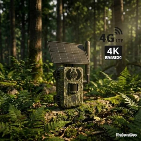 Cam�ra de Chasse 4G Solaire Connect�e au T�l�phone - Sans Abonnement - Vision Nocturne 100m