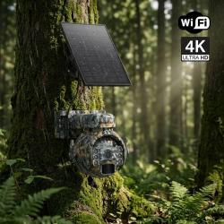 Cam&eacute;ra de Chasse 360&deg; Wifi Solaire Connect&eacute;e T&eacute;l&eacute;phone Sans Abonnement Vision Nocturne 100m