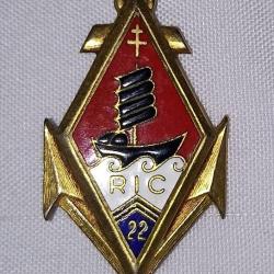 Insigne du 22&egrave;me R&eacute;giment Infanterie Colonial guerre Indochine