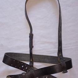 Ceinturon baudrier cuir vernis noir Gendarmerie vintage
