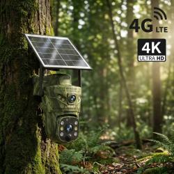 Cam&eacute;ra de Chasse 360&deg; 4G Solaire Connect&eacute;e au T&eacute;l&eacute;phone Vision Nocturne 100m D&eacute;tection de Mouvement