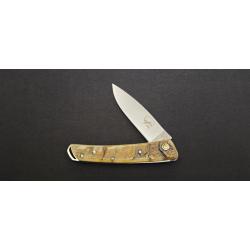 Couteau Salamandra - Manche corne Brute lame 9 cm Inox - r&eacute;f. 64265