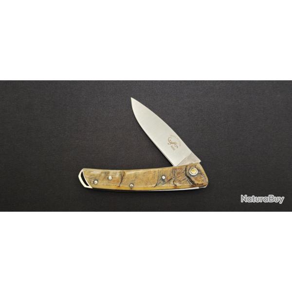 Couteau Salamandra - Manche corne Brute lame 9 cm Inox - r�f. 64265