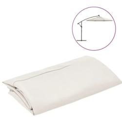 Tissu remplacement parasol d&eacute;port&eacute; polyester blanc sable 300 cm anti UV