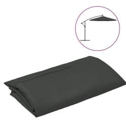 Tissu remplacement parasol d&eacute;port&eacute; polyester anthracite 300 cm anti UV