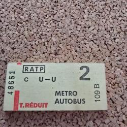 Carnet de 10 tickets metro autobus T REDUIT/ vintage.