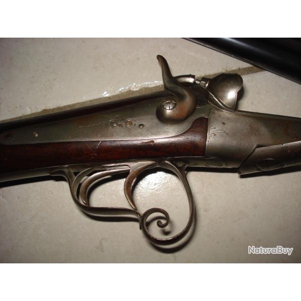 Fusil de type LEFAUCHEUX Cal 16 � percussion centrale TBE Aucun jeu. Canons miroir