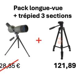 Pack longue-vue Avalon 20-60x60 + tr&eacute;pied 3 sections pour tir &agrave; l'arc