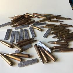 VENDU PAR LE-CUIRASSIER POUR ROUDOUR LOT DE 40 BALLES DE CALIBRE 7,5 NEUTRALISEES ET 13 CLIPS