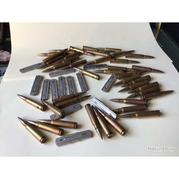 VENDU PAR LE-CUIRASSIER POUR ROUDOUR LOT DE 40 BALLES DE CALIBRE 7,5 NEUTRALISEES ET 13 CLIPS