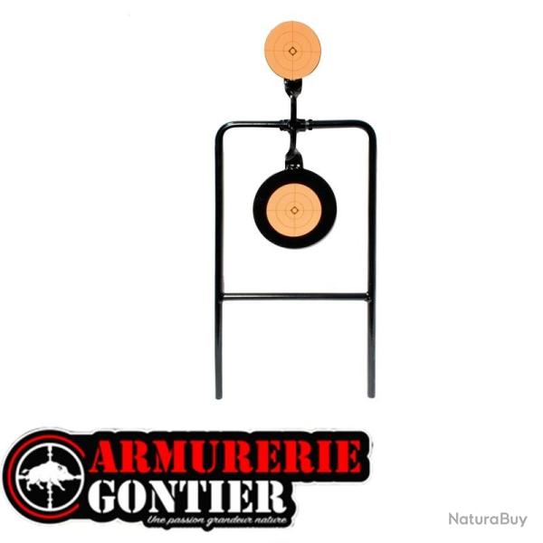 Portant 2 cibles acier - Gongs 7,5 cm et 11 cm
