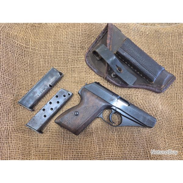 Pistolet mauser HSC calibre 7.65 monomatricule ww2 waffenampt et poin�ons canon miroir avec etuit