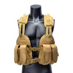 Chest Rig Tactique MOLLE R&eacute;glable Kaki Porte-Chargeurs Airsoft Chasse Paintball Outdoor L&eacute;ger