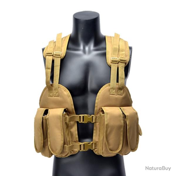 Chest Rig Tactique Molle R�glable Porte Chargeurs Gilet Militaire Airsoft Chasse Outdoor Kaki