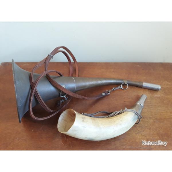lot ancienne corne d appel trompe de chasse battue