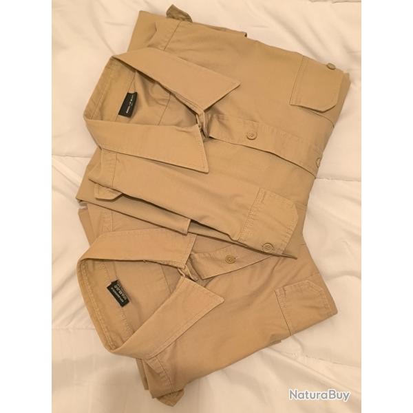 LOT DEUX CHEMISES MIL-TEC BEIGE TYPE US