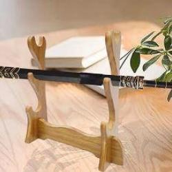 Pr&eacute;sentoir  bois massif pour 3 pi&egrave;ces - Pour &eacute;p&eacute;e -  Tanto - Katana - Wakizashi