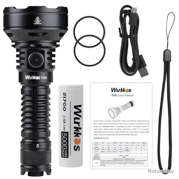 Lampe Torche TD01C LED 1800LM Longue Port�e 1000M *Ench�re* Outdoor
