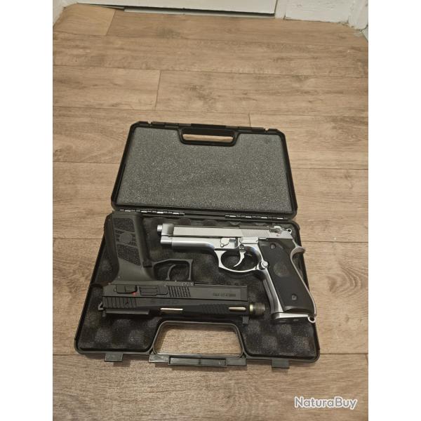 Lot de 2 GBB : CZ P-09 Gold Custom et Beretta 92fs