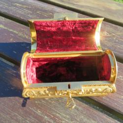 Ancien coffret/boite &agrave; bijou en Bronze dor&eacute; - FRANCE (Vers 1960)