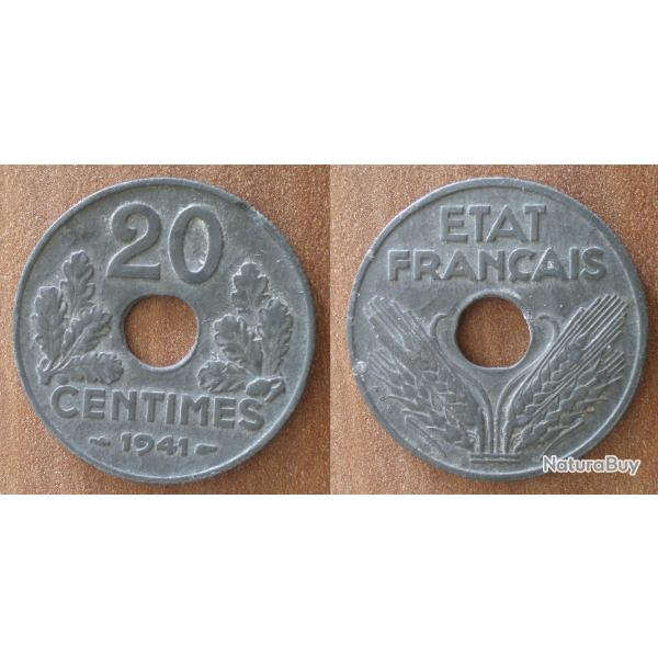 France 20 Centimes 1941 Piece Etat Francais Vichy