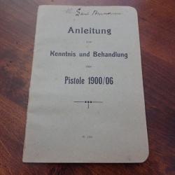 1911 - Rare notice du pistolet parabellum 1900/06 suisse avec d&eacute;pliant Vue &eacute;clat&eacute;e