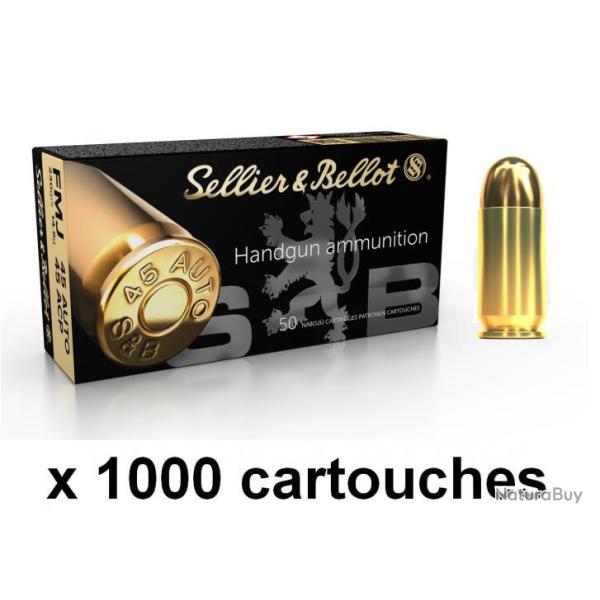 CARTOUCHES Sellier & Bellot 45 ACP 230GR FMJ 1 carton de 1000 munitions