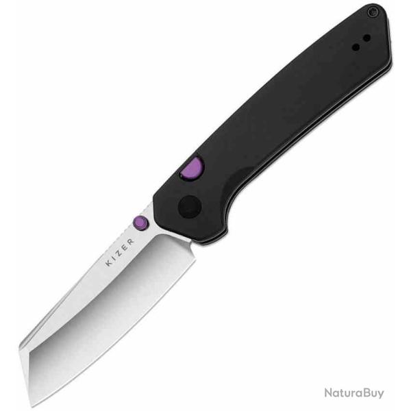 Couteau Kizer Madrac Lame Sheepsfoot Acier S45VN Manche Alu Button Lock Clip KI3693A2