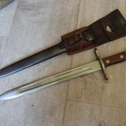 20642 Baionnette Suisse Mdle 1889 pour fusil Rubin 1889 ou 96/11 + PF cuir
