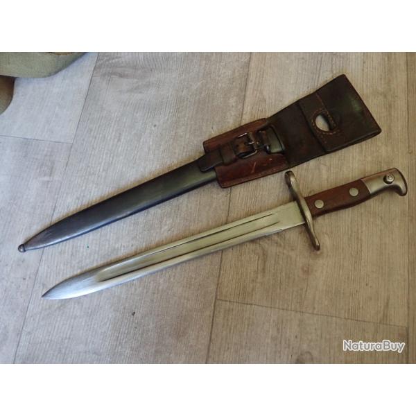 20642 Baionnette Suisse Mdle 1889 pour fusil Rubin 1889 ou 96/11 + PF cuir