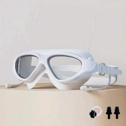 Lunettes de Natation Anti Bu&eacute;e HD Large Vision R&eacute;glables &Eacute;tanches Piscine H/F Sport Blanc