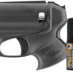 Pistolet de d&eacute;fense PGS II black P2P avec lampe 200 lumens int&eacute;gr&eacute; et bombe au poivre
