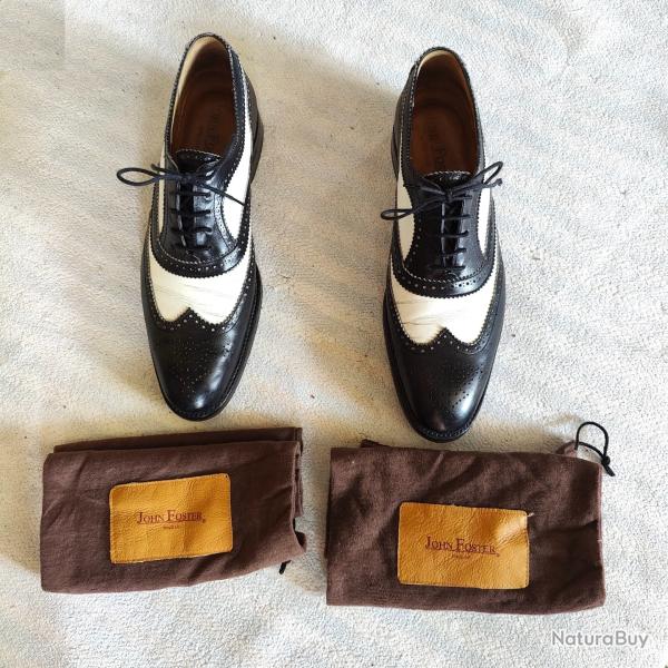 Chaussures hommes bicolores Noir et Blanc John Foster 1915 Taille 8 ou 42