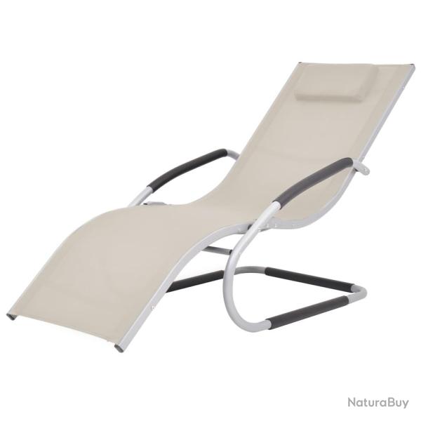Chaise longue avec oreiller Aluminium et textil�ne Cr�me