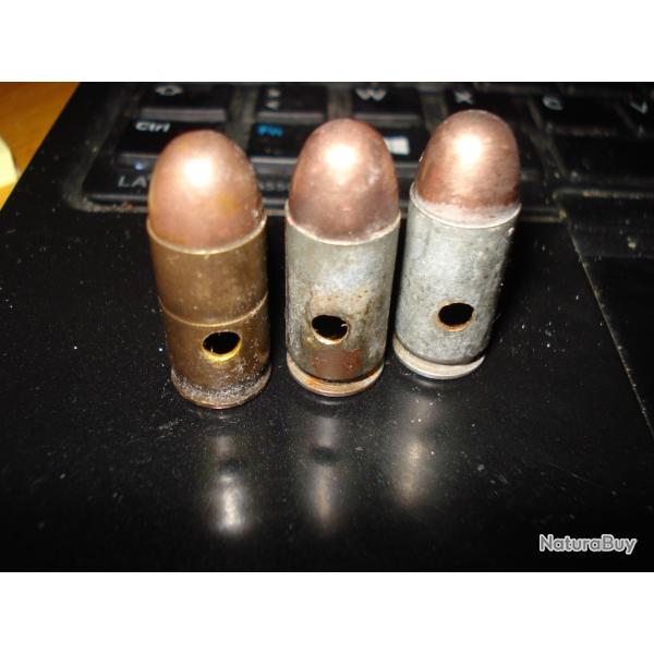 Lot de 3  cart.  de cal .45 ACP WW2 NEUTRALISEES