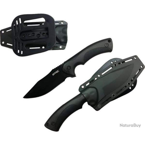 Couteau De Survie Chasse S-Tec Lame Acier 3Cr13 Manche & Etui ABS 141bk