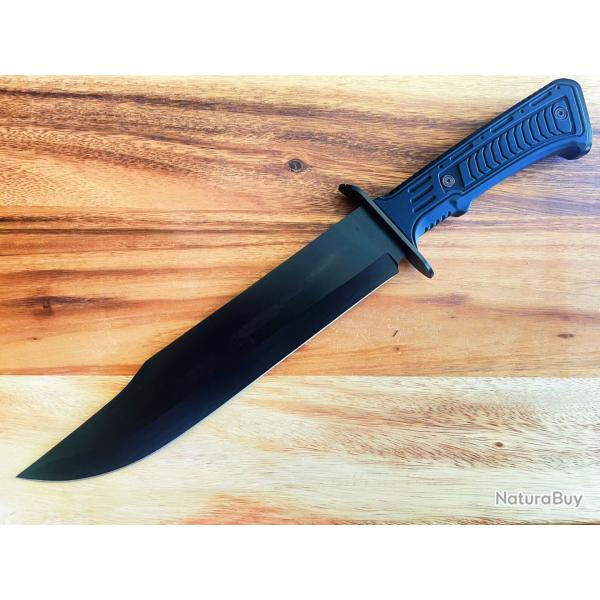 Couteau de Survie Chasse S-TEC Bowie Lame Acier Inox Manche ABS Etui Nylon 1902