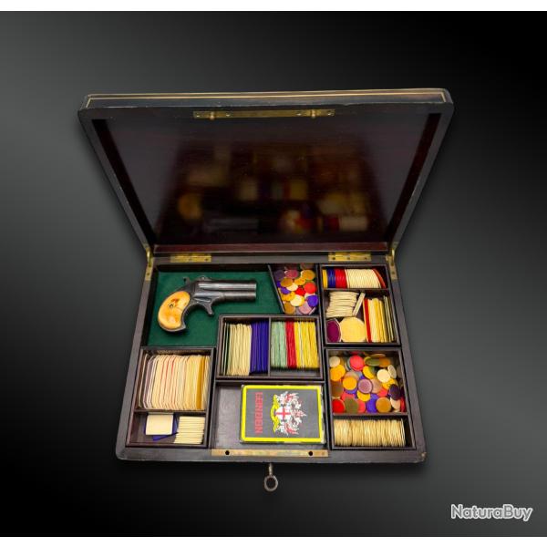 COFFRET de joueur avec PISTOLET Remington Deringer Over Under mod�le N�3 - Etats-Unis - 1888-1912