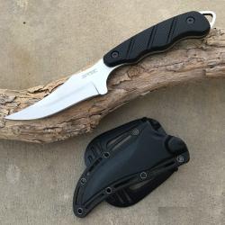 Couteau Skinner Survie S-TEC Lame Acier Inox Manche Black G10 Gaine Nylon 5139