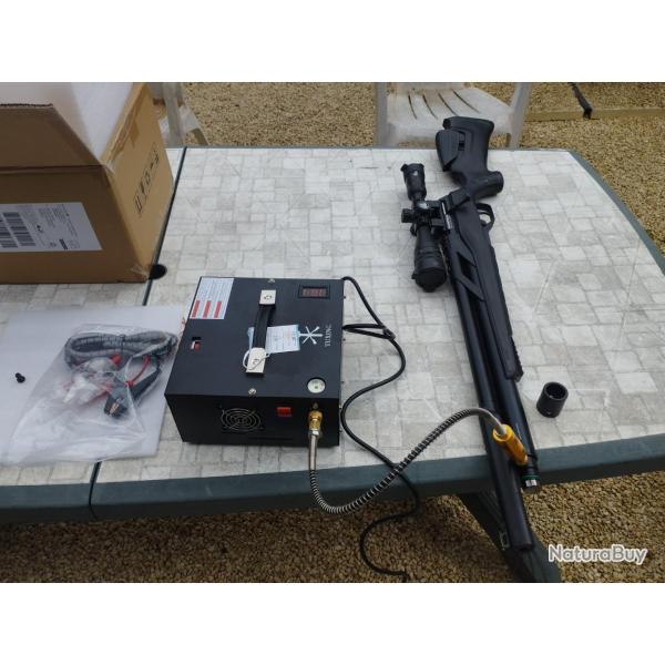 Compresseur PCP Portable 4500PSI 30 MPa  Pompe Air Haute Pression 12V/230V Sans Huile