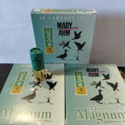 LOT de 3 bo&icirc;tes de 10 cartouches CAL 12 / 70 MINI MAGNUM MARY ARM pb 5