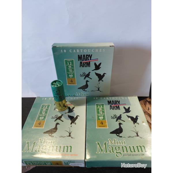 lot de 3 bo�tes de 10 cartouches 12 / 70 MINI MAGNUM MARY ARM PB 4